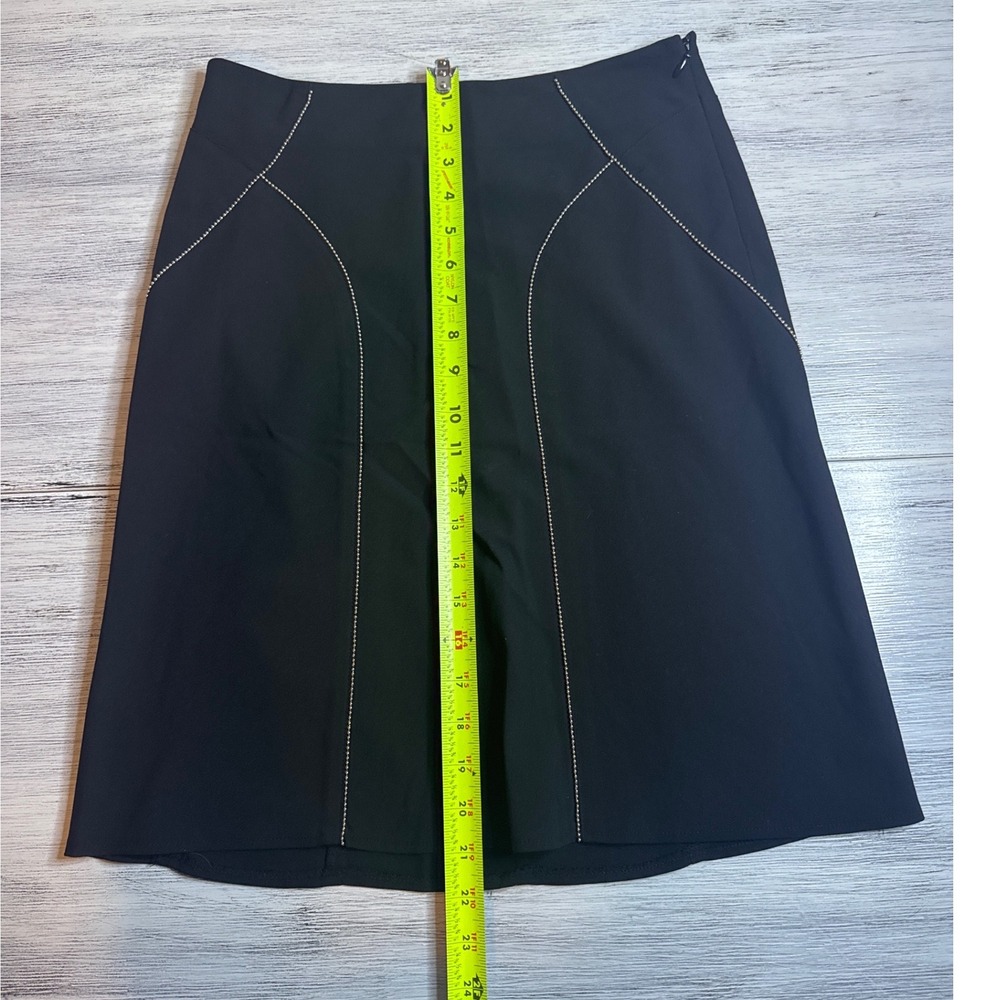 The Limited Stretch Black A-Line Skirt Silver Ball Chain Trim Size 0 Knee Length View 6